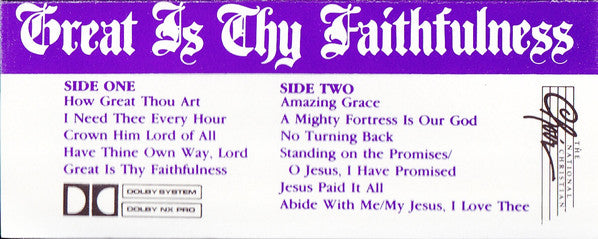 The National Christian Choir : Great Is Thy Faithfulness (Cass, Album)