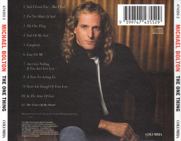 Michael Bolton : The One Thing (CD, Album)