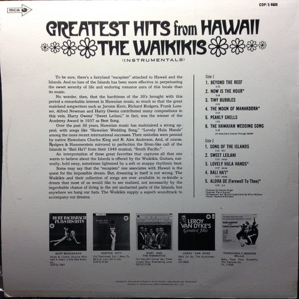 The Waikiki's : Greatest Hits From Hawaii (Instrumentals) (LP, Comp)