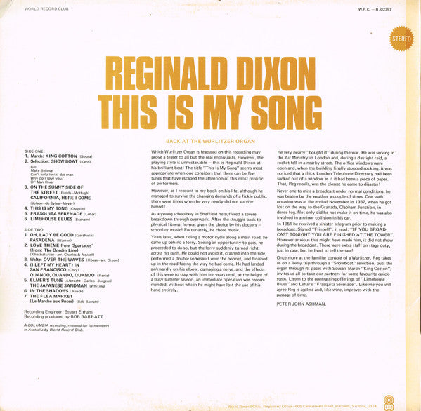 Reginald Dixon : This Is My Song (LP, Album, Club)