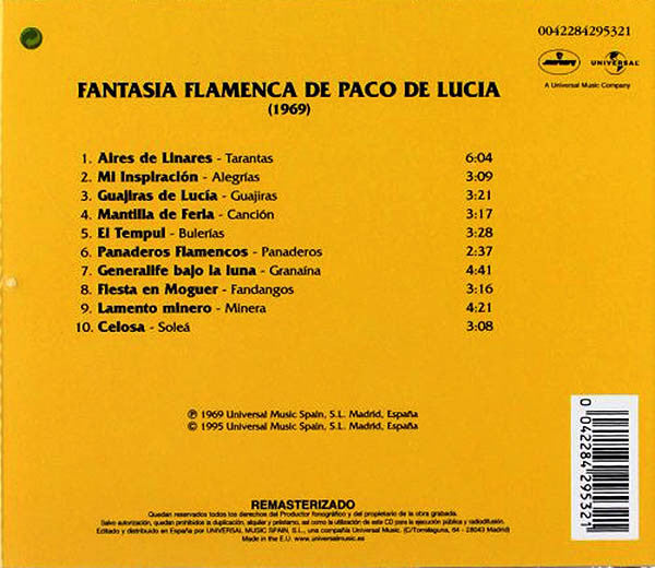 Paco De Lucía : Fantasía Flamenca De Paco De Lucia (CD, Album, RE, RM)