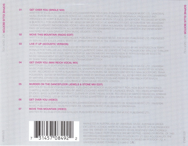Sophie Ellis-Bextor : Get Over You (CD, Single, Enh)