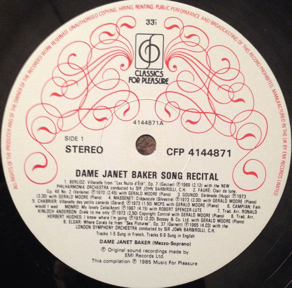 Janet Baker : Song Recital (LP)