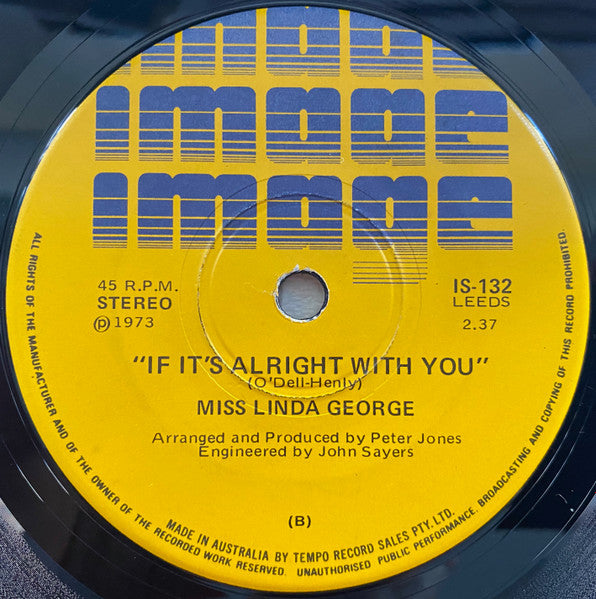 Miss Linda George* : Neither One Of Us (Wants To Be The First To Say Goodbye) (7", Single)