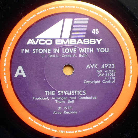 The Stylistics : I'm Stone In Love With You (7", Single)