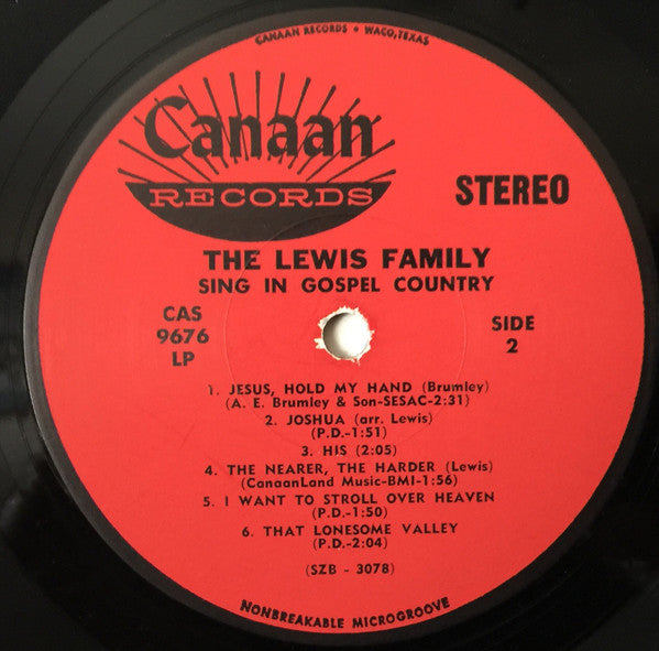 The Lewis Family : Sing In Gospel Country (LP, Album)