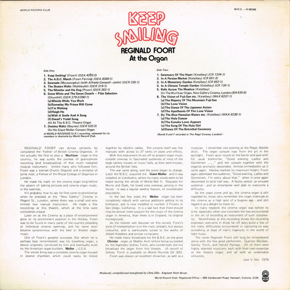 Reginald Foort : Keep Smiling (LP, Album, Club)