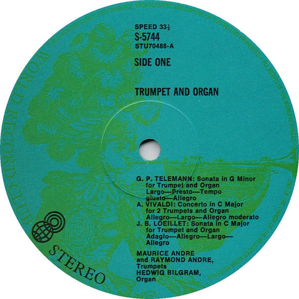 Maurice Andre*, Hedwig Bilgram - Vivaldi*, Telemann*, Loeillet*, Krebs* : Music For Trumpet And Organ (LP, Album, Club)