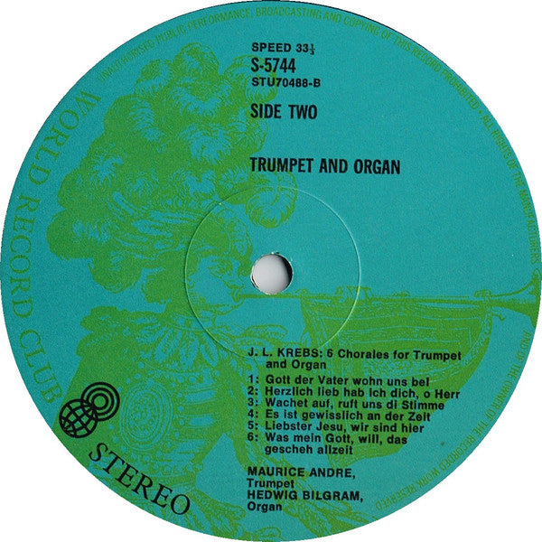 Maurice Andre*, Hedwig Bilgram - Vivaldi*, Telemann*, Loeillet*, Krebs* : Music For Trumpet And Organ (LP, Album, Club)