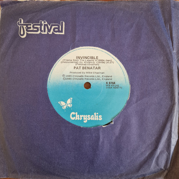 Pat Benatar : Invincible (Theme From The Legend Of Billie Jean) (7", Single)