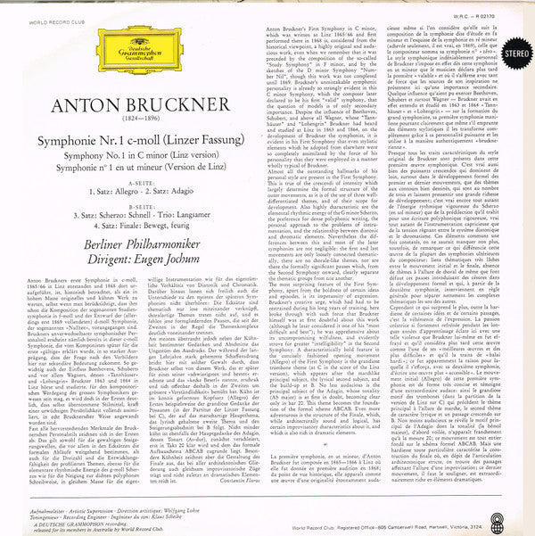 Anton Bruckner •  Eugen Jochum / Berliner Philharmoniker : Symphony Nr. 1 (LP, Album, Club)