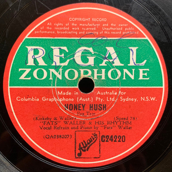 "Fats" Waller & His Rhythm* : You Meet The Nicest People In Your Dreams / Honey Hush (Shellac, 10", RP)