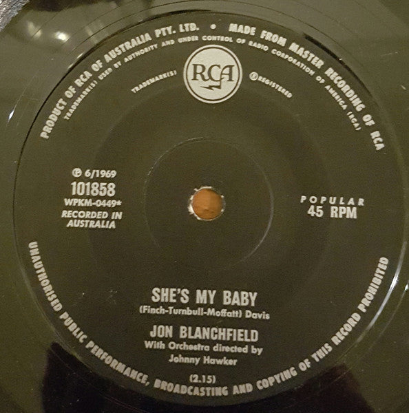 Jon Blanchfield : She's My Baby (7", Single)