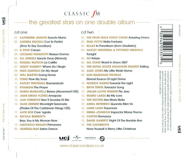 Various : The Number One Classical Album 2008 (2xCD, Album, Comp)