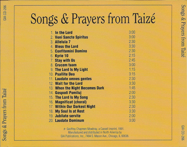Unknown Artist : Songs & Prayers From Taizé (CD, Album)
