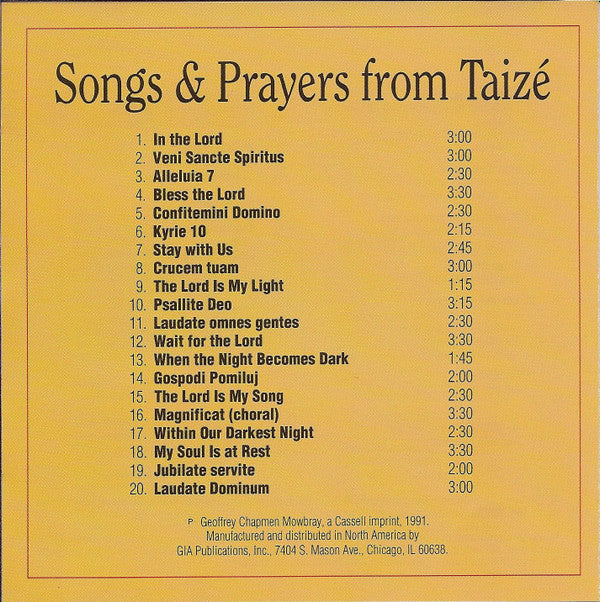 Unknown Artist : Songs & Prayers From Taizé (CD, Album)
