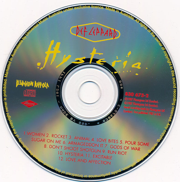 Def Leppard : Hysteria (CD, Album)