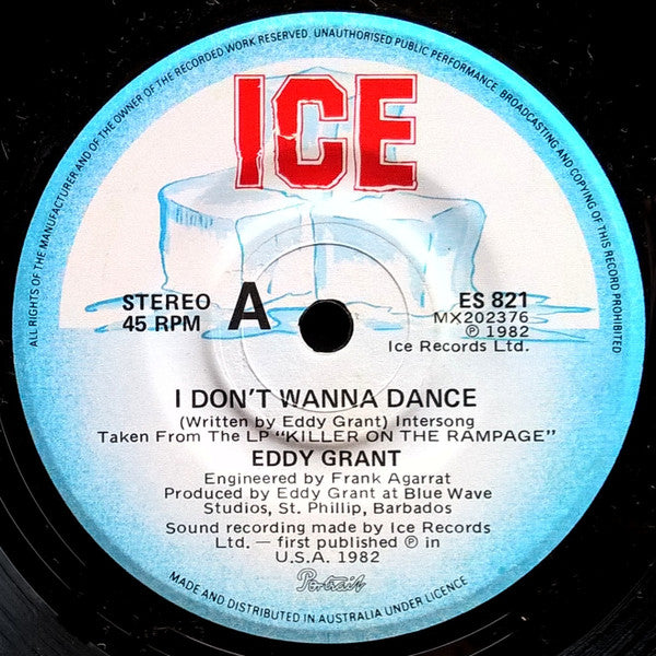 Eddy Grant : I Don't Wanna Dance (7", Single)
