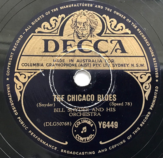 Bill Snyder And His Orchestra / Sir Hubert Pimm Introducing  Ellen Sutton : The Chicago Blues / I Wanna Say Hello (Shellac, 10")