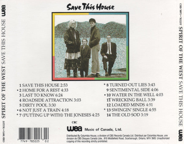 Spirit Of The West : Save This House (CD, Album, Club)