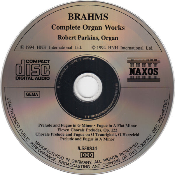 Brahms* - Robert Parkins : Complete Organ Works (CD, Album)