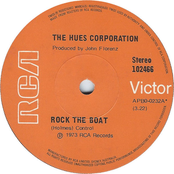 The Hues Corporation : Rock The Boat (7", Single)