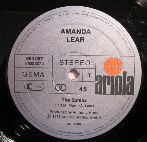 Amanda Lear : The Sphinx (12", Maxi)