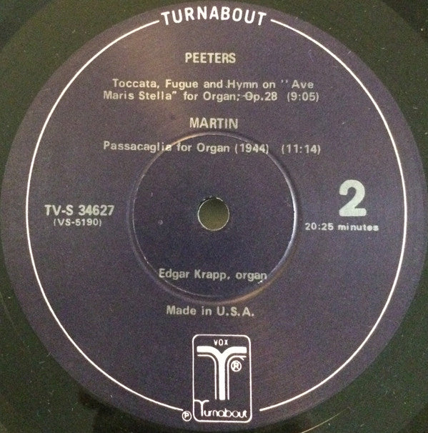 Harald Genzmer / Flor Peeters / Frank Martin (3) : Organ Concerto / Toccata, Fugue And Hymn For Organ / Passacaglia For Organ (LP, RE)