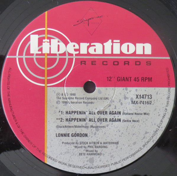 Lonnie Gordon : Happenin' All Over Again (12", Single)