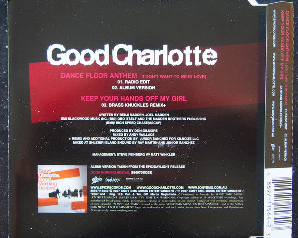 Good Charlotte : Dance Floor Anthem (I Don't Want To Be In Love) (CD, Single)