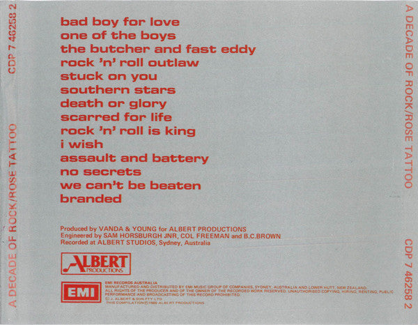 Rose Tattoo : A Decade Of Rock (CD, Comp)