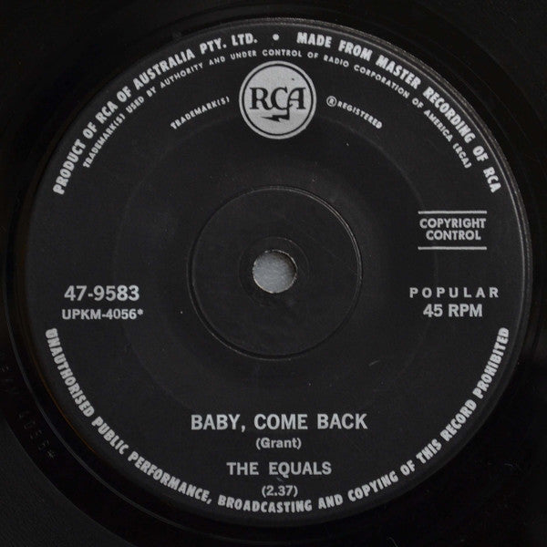 The Equals : Baby, Come Back / Hold Me Closer (7", Single)