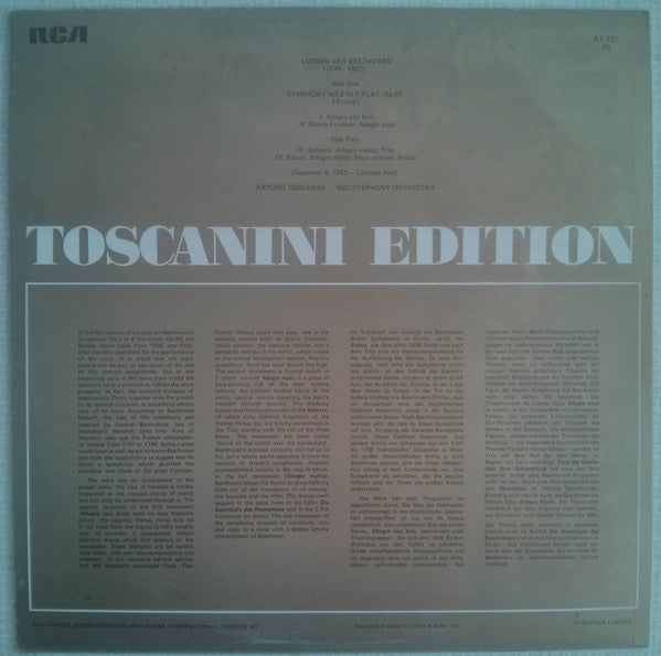 Ludwig van Beethoven, Arturo Toscanini, NBC Symphony Orchestra : Symphony No. 3 In E-Flat „Eroica“  (LP, Album, Mono, RE)