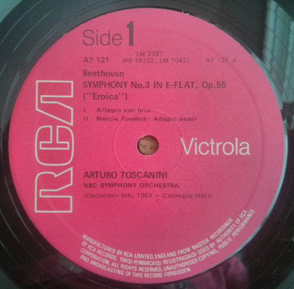 Ludwig van Beethoven, Arturo Toscanini, NBC Symphony Orchestra : Symphony No. 3 In E-Flat „Eroica“  (LP, Album, Mono, RE)
