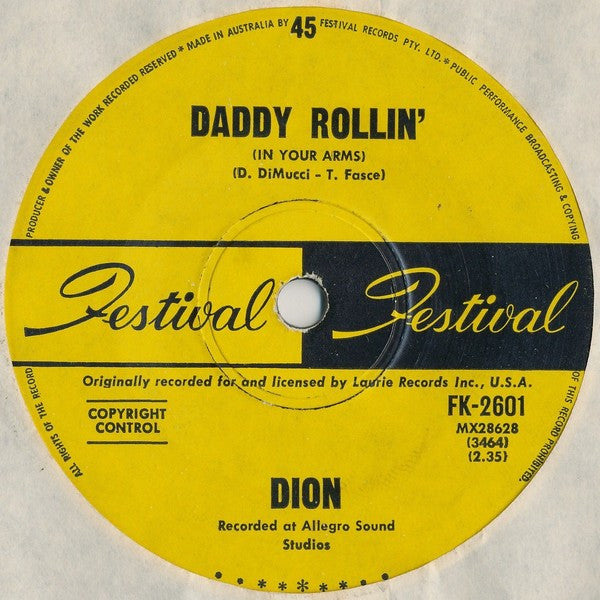 Dion (3) : Abraham, Martin And John / Daddy Rollin' (7", Single)
