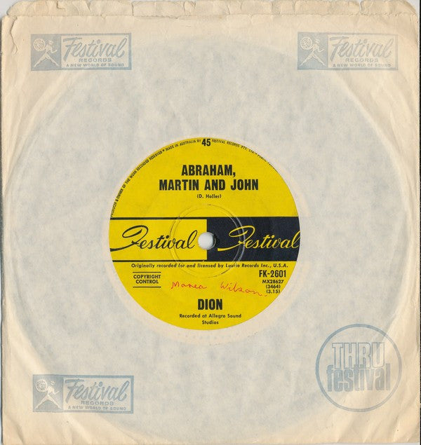 Dion (3) : Abraham, Martin And John / Daddy Rollin' (7", Single)