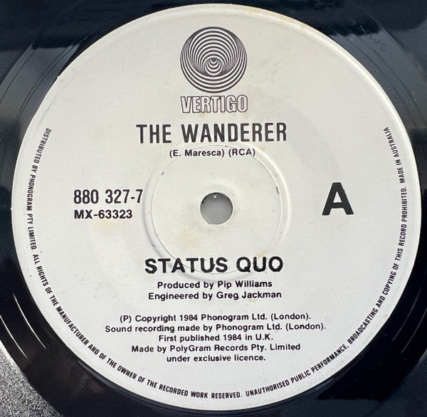 Status Quo : The Wanderer (7", Single)