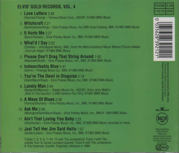 Elvis Presley : Elvis' Gold Records, Vol.4 (CD, Comp)