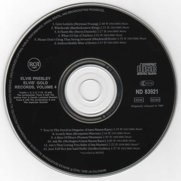 Elvis Presley : Elvis' Gold Records, Vol.4 (CD, Comp)