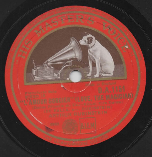 Arthur Rubinstein : L'Amour Sorcier (Love, The Magician) (Shellac, 10")