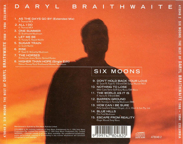 Daryl Braithwaite : Six Moons - The Best Of 1988-1994 (CD, Comp)