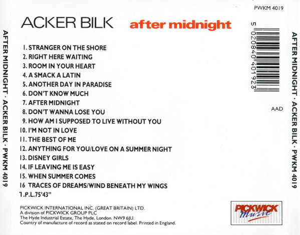 Acker Bilk : After Midnight (CD, Comp)
