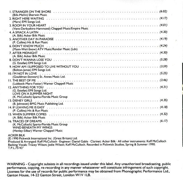 Acker Bilk : After Midnight (CD, Comp)