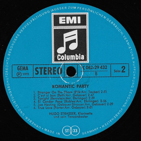 Hugo Strasser Und Sein Tanzorchester : Romantic Party (LP)