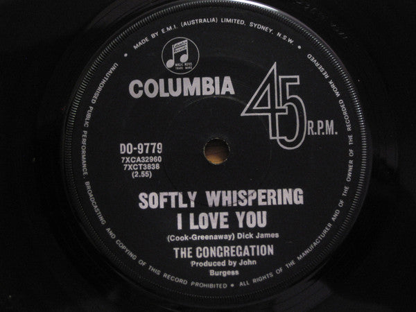 The Congregation* : Softly Whispering I Love You (7", Single, Mono)