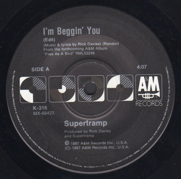Supertramp : I'm Beggin' You (7", Single, Ltd)