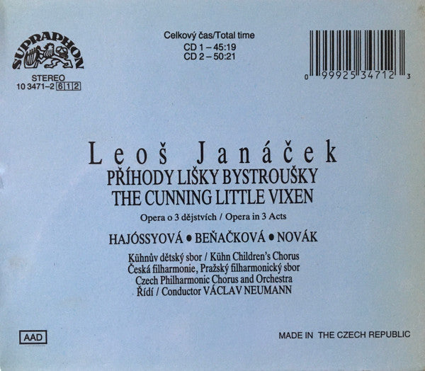Leoš Janáček / Václav Neumann, Magdaléna Hajóssyová, Gabriela Beňačková, Richard Novák, Kühnův Dětský Sbor, Czech Philharmonic Chorus, The Czech Philharmonic Orchestra : Příhody Lišky Bystroušky. The Cunning Little Vixen. (2xCD + Box)