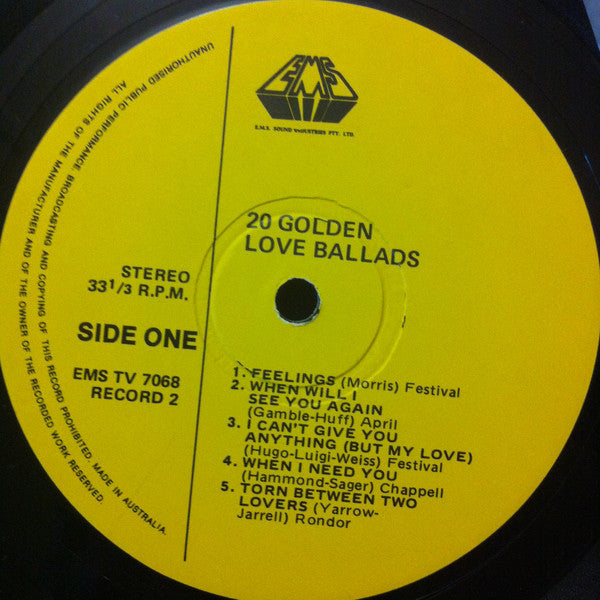 Unknown Artist : 20 Golden Love Ballads (2xLP)