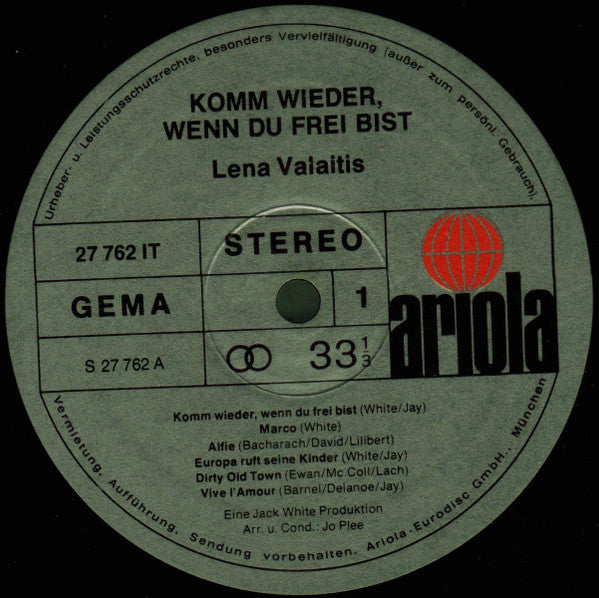 Lena Valaitis : Komm Wieder, Wenn Du Frei Bist (LP, Album)