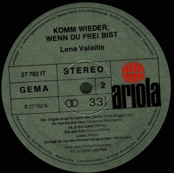 Lena Valaitis : Komm Wieder, Wenn Du Frei Bist (LP, Album)